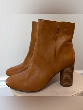 NWT JOE FRESH Women's Vegan Tan Leather Block Heel Ankle Boots (US 9)